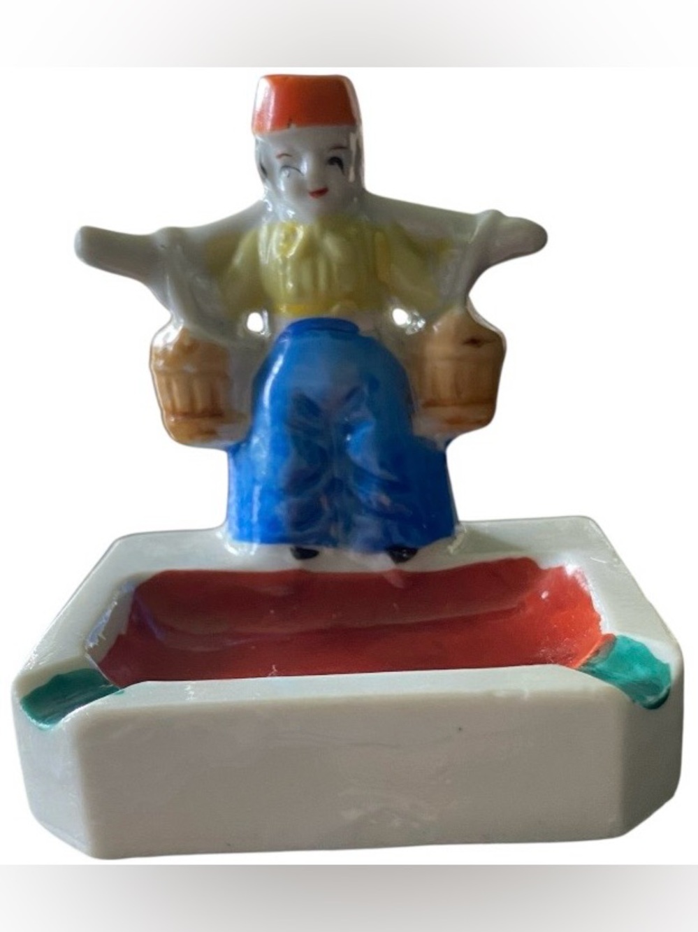 Vintage Ashtray Early MCM Dutch Boy Small 2 Slot  Made in Japan Lusterware
